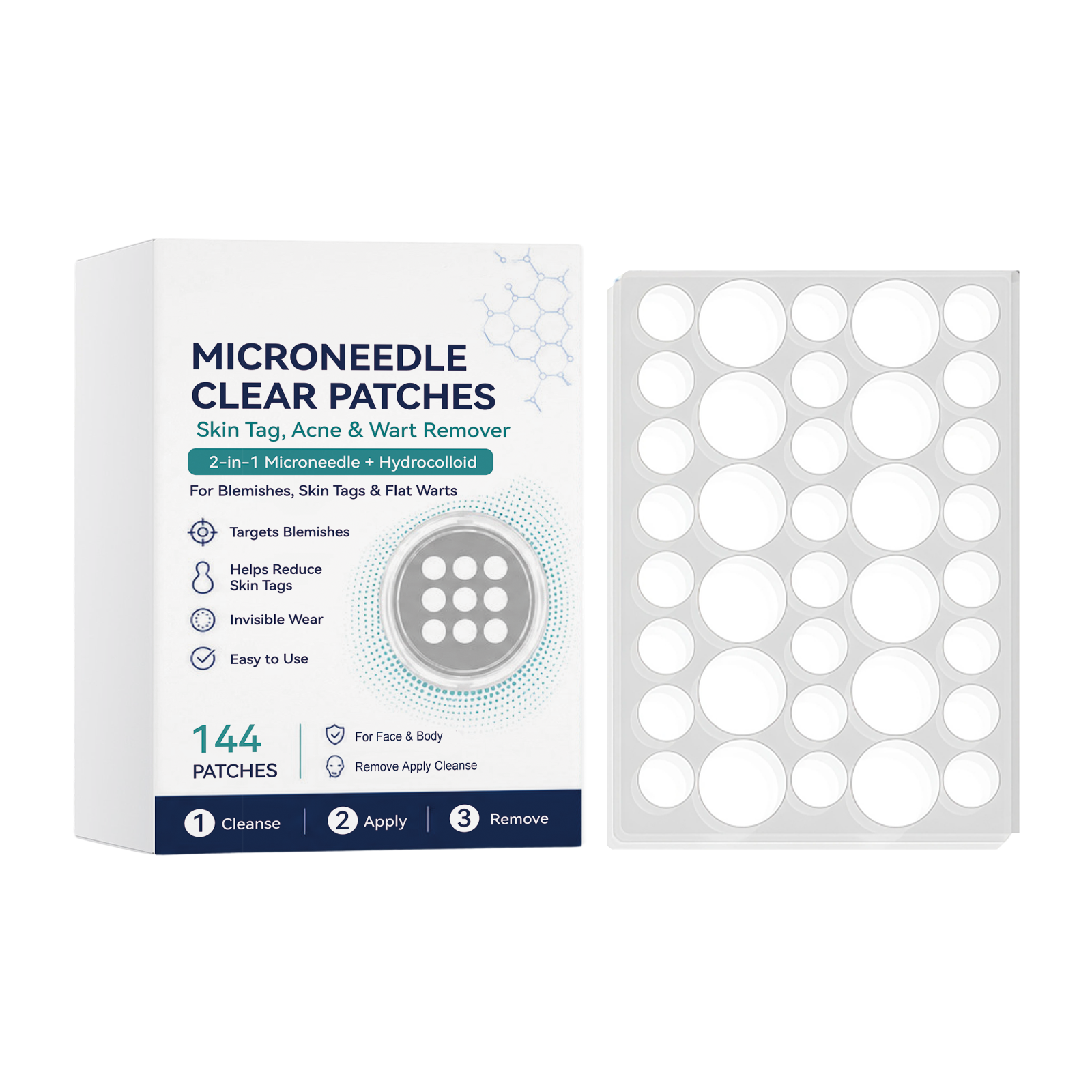 Acne Microneedle Patch Contains Salicylic Acid Tea Tree Oil Dissolve Grease Protect Skin Barrier Thin Invisible Day Night Use
