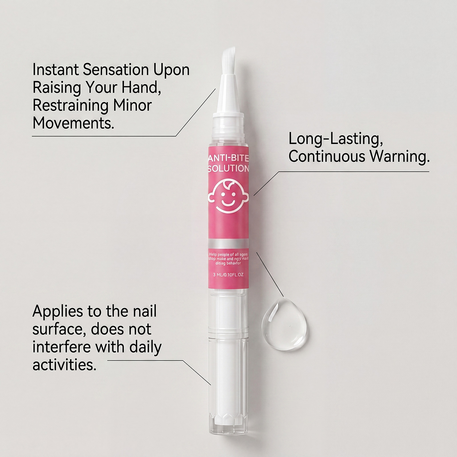 Nail Bite Deterrent Bitter Taste Warning Long Lasting Adhesion Thin Coating Comfort Full Nail Coverage Liquid Care Safe Daily Use