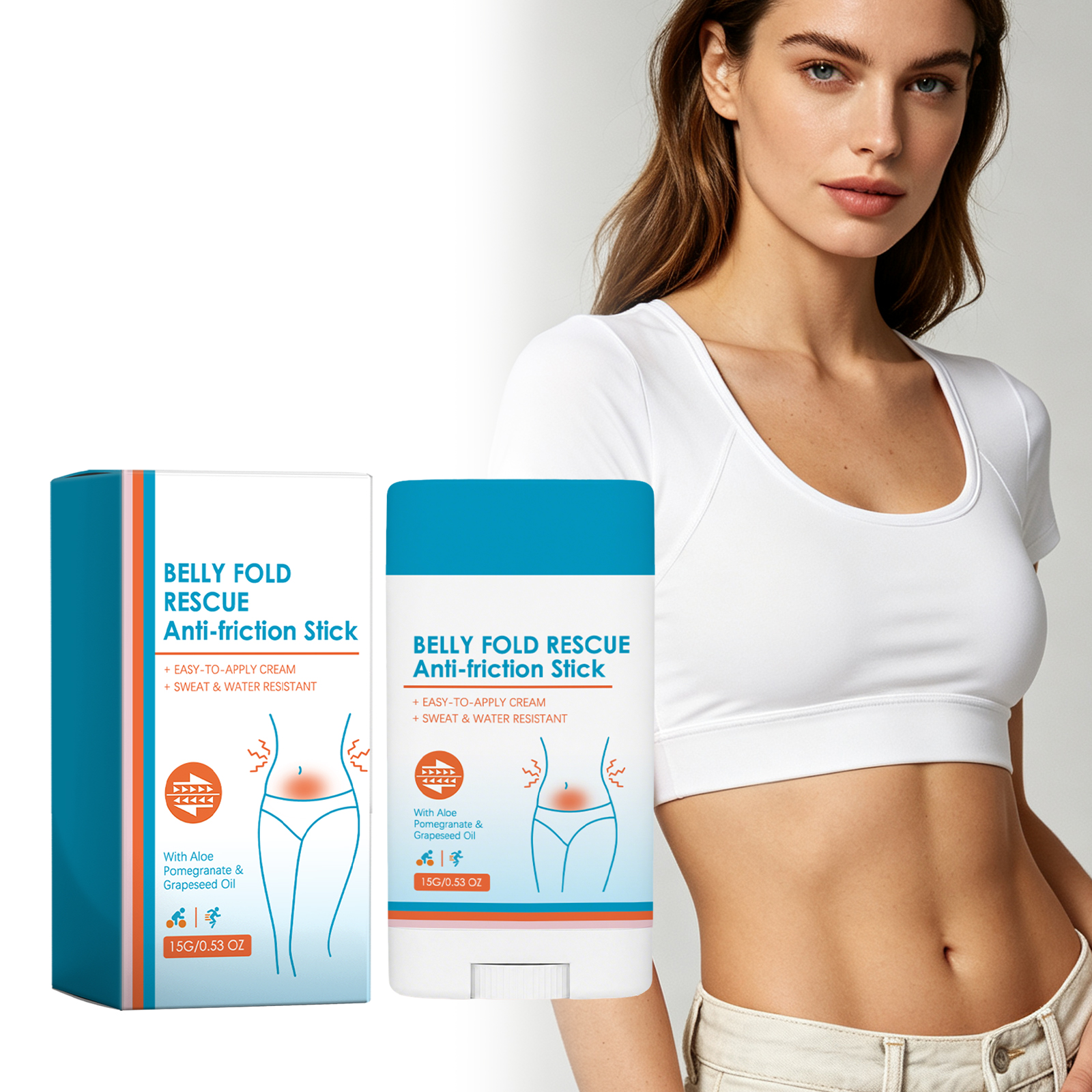 Anti Chafing Stick For Belly Soft Smooth Gentle Skin Light Film Form Daily Fabric Friction Reduction