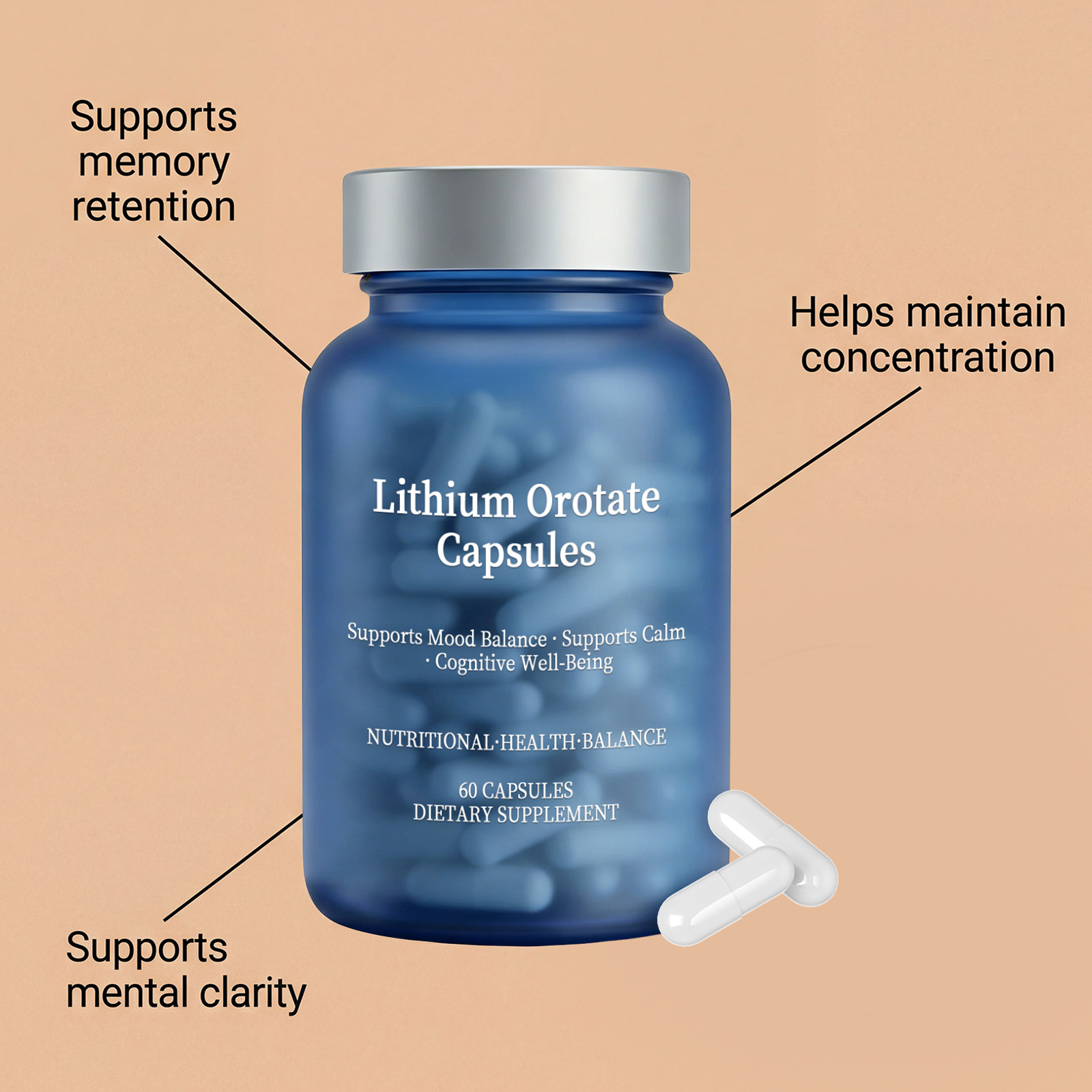 Brain Memory Support Capsules Mild Ingredients Rich In Multiple Brain Required Nutrients Daily Nutrition Supplement