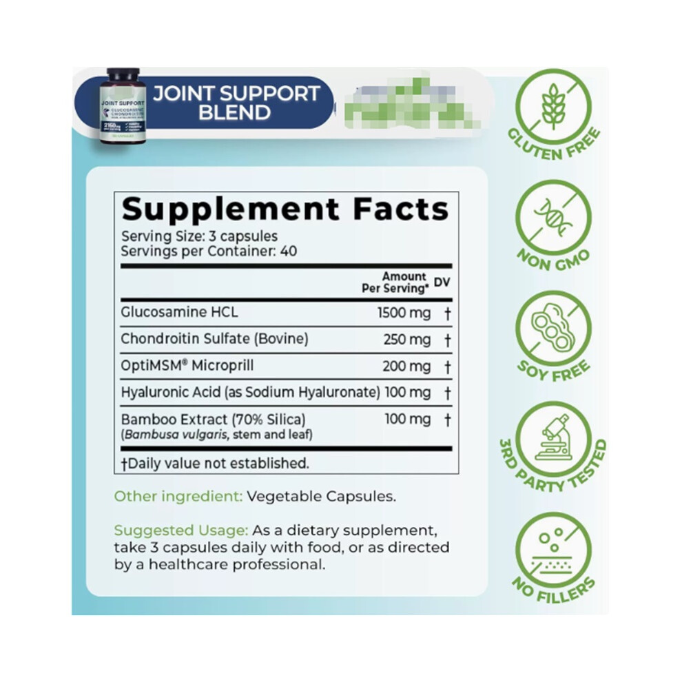Glucosamine Chondroitin MSM Joint Support Knee Health 120 Capsules