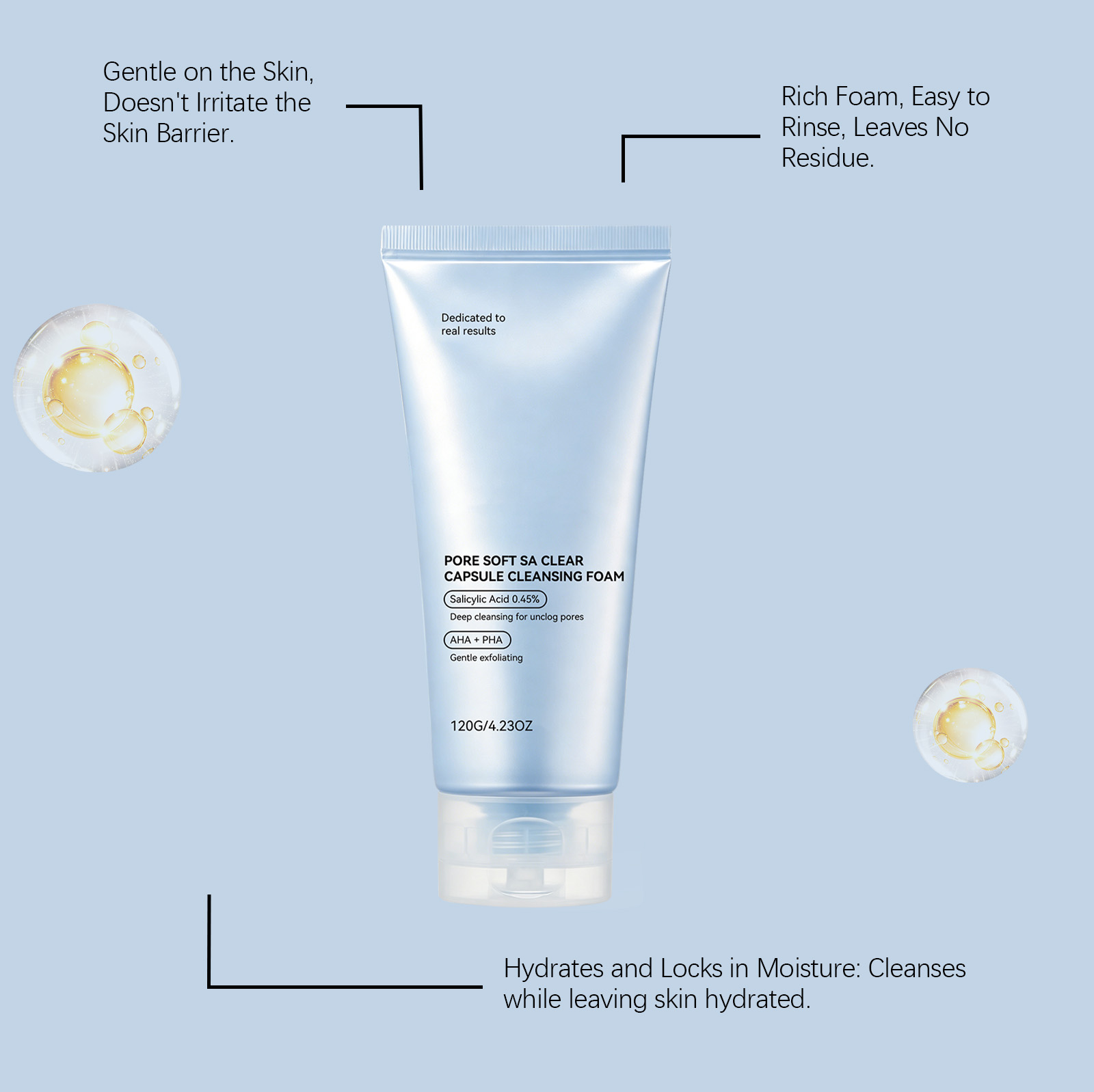 Clear Foam Facial Cleanser Deep Clean Skin Moisturize Hydrate Refreshen Soften Care Face