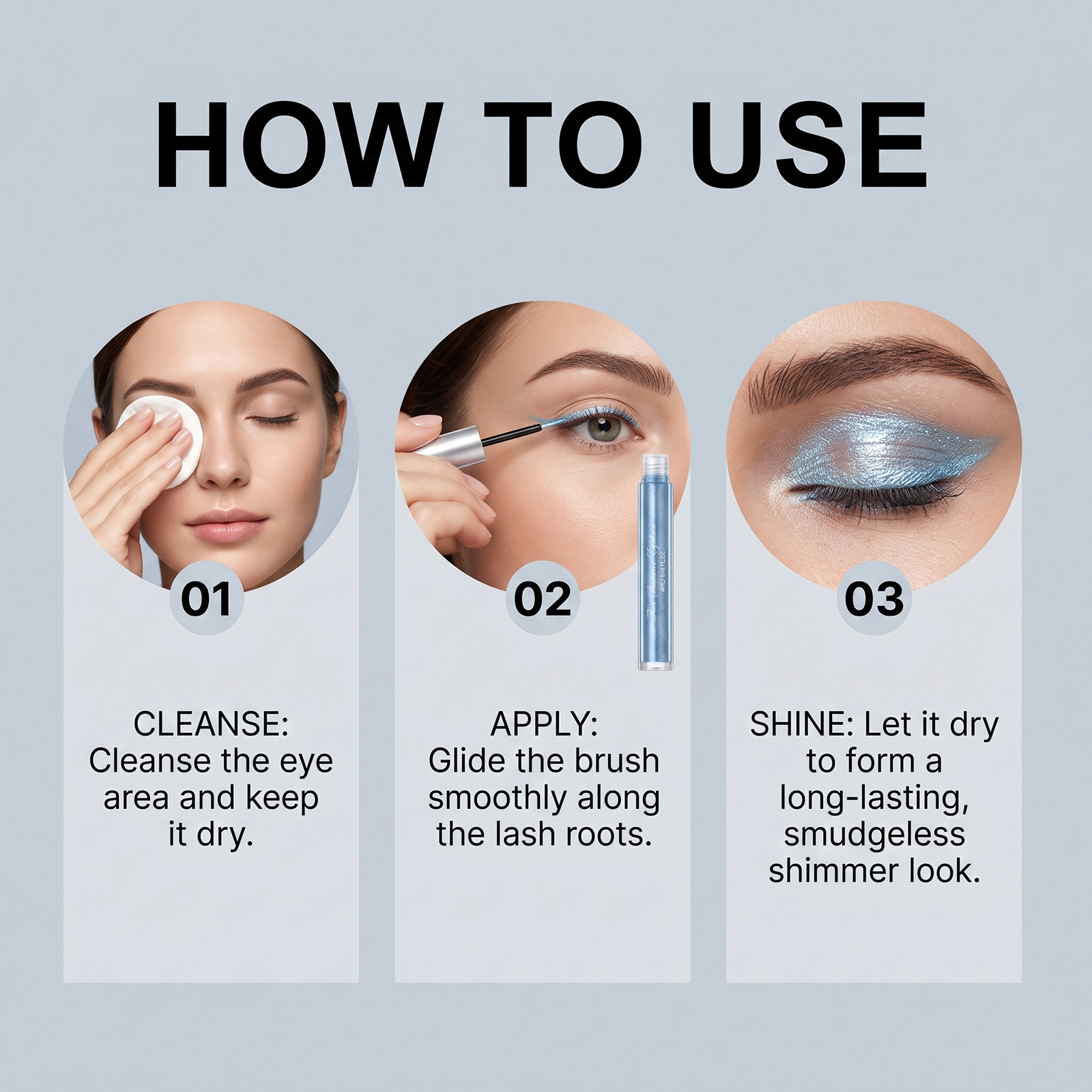 (Icy Pale Blue) Liquid Eyeliner Eyeshadow Shiny Smooth Flowing Natural Color Rendering Daily Versatile Gorgeous Eye Makeup Cosmetic