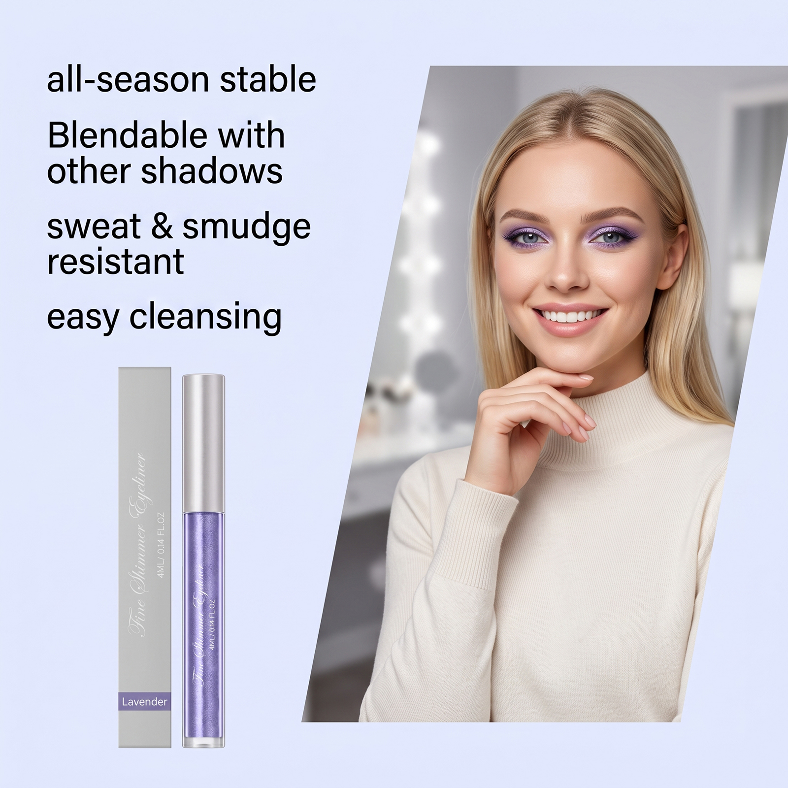 (Icy Pale Blue) Liquid Eyeliner Eyeshadow Shiny Smooth Flowing Natural Color Rendering Daily Versatile Gorgeous Eye Makeup Cosmetic