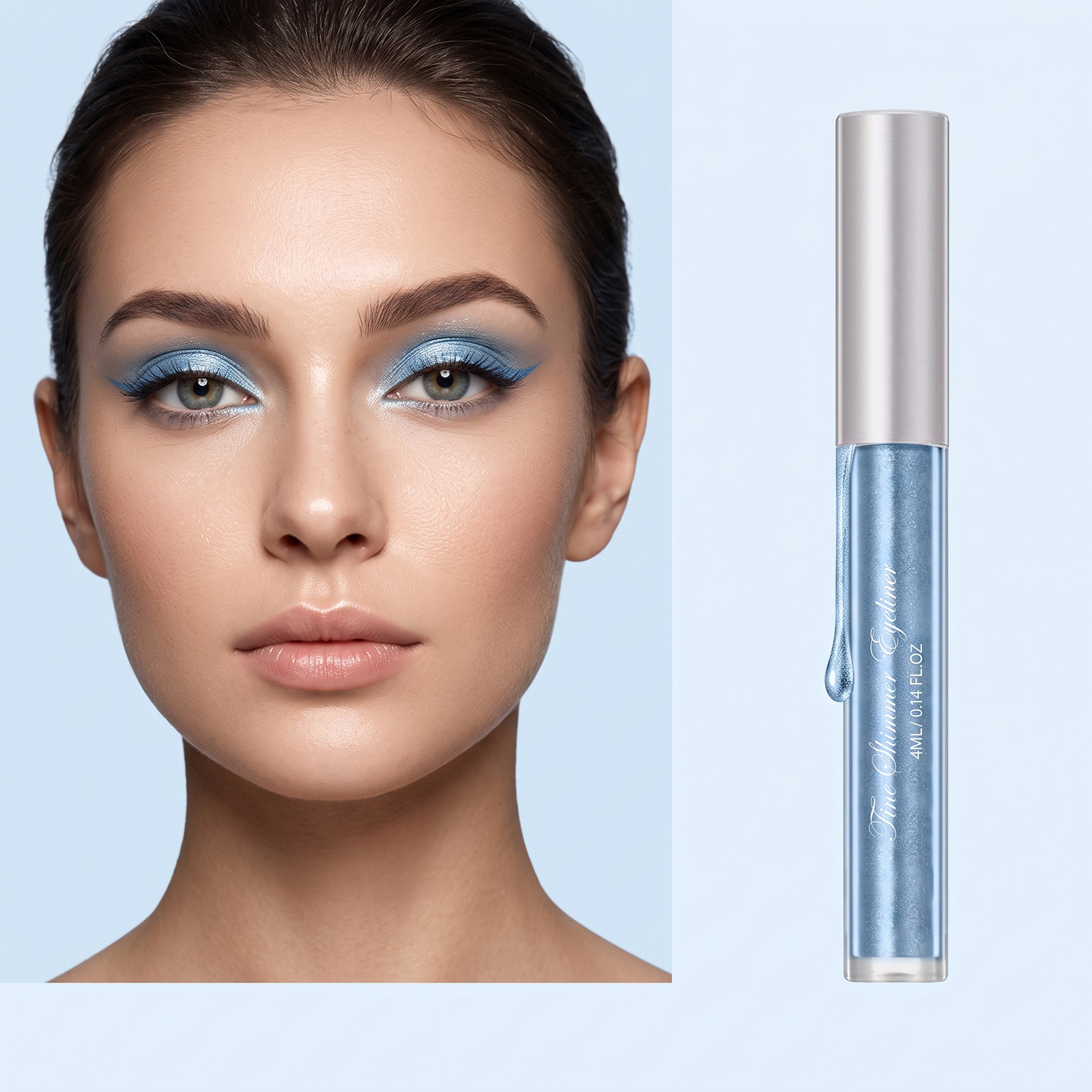 (Icy Pale Blue) Liquid Eyeliner Eyeshadow Shiny Smooth Flowing Natural Color Rendering Daily Versatile Gorgeous Eye Makeup Cosmetic