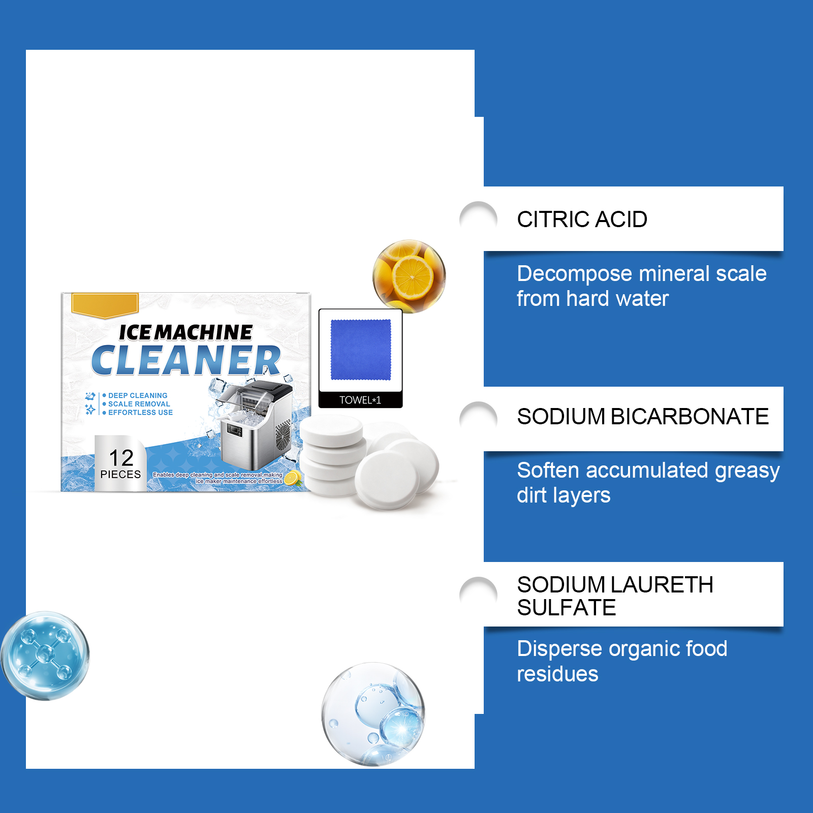 Ice Maker Cleaning Tablets Mild Formula Descaling Stain Remover Household Daily Care Supplies