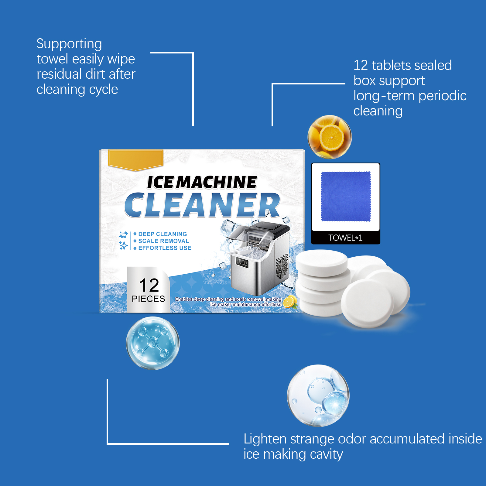 Ice Maker Cleaning Tablets Mild Formula Descaling Stain Remover Household Daily Care Supplies