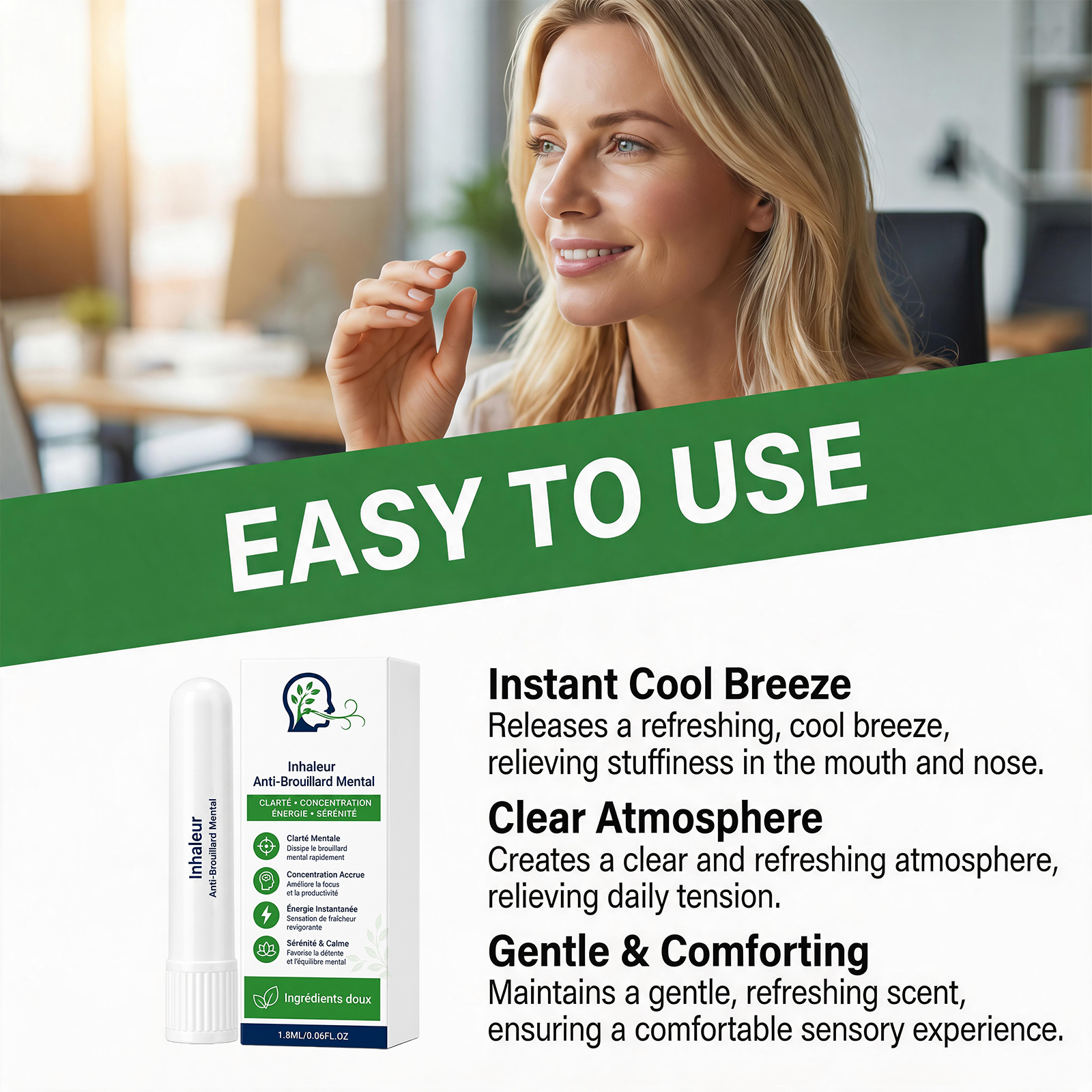 Comfort Nasal Inhaler Gentle Mild Refreshing Cool Breath Light Portable Nose Care Daily Nasal Relief