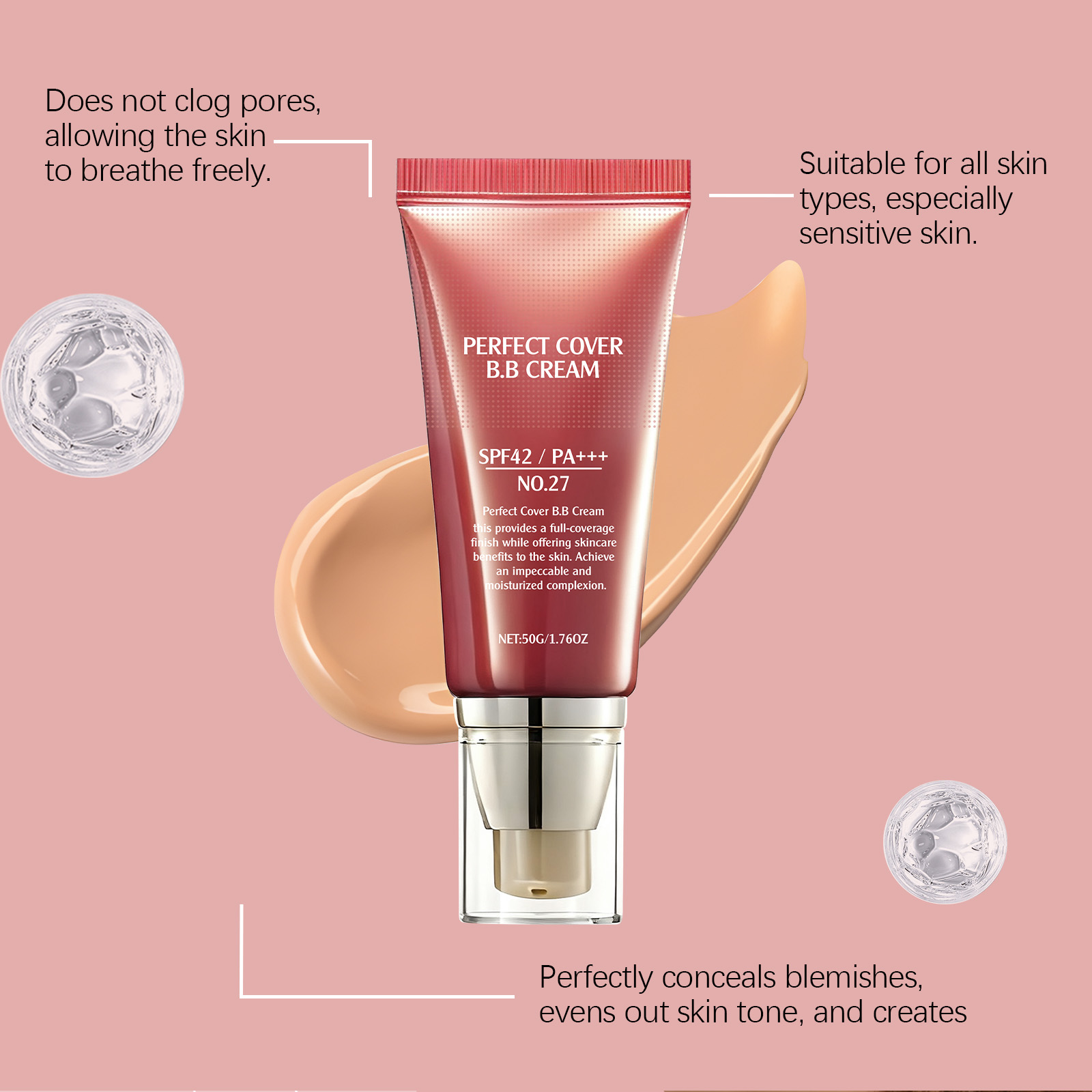 Light Coffee Soft Skin Concealer BB Cream Natural Light Fit Long Lasting Moist Clear Oily Dry Skin Applicable