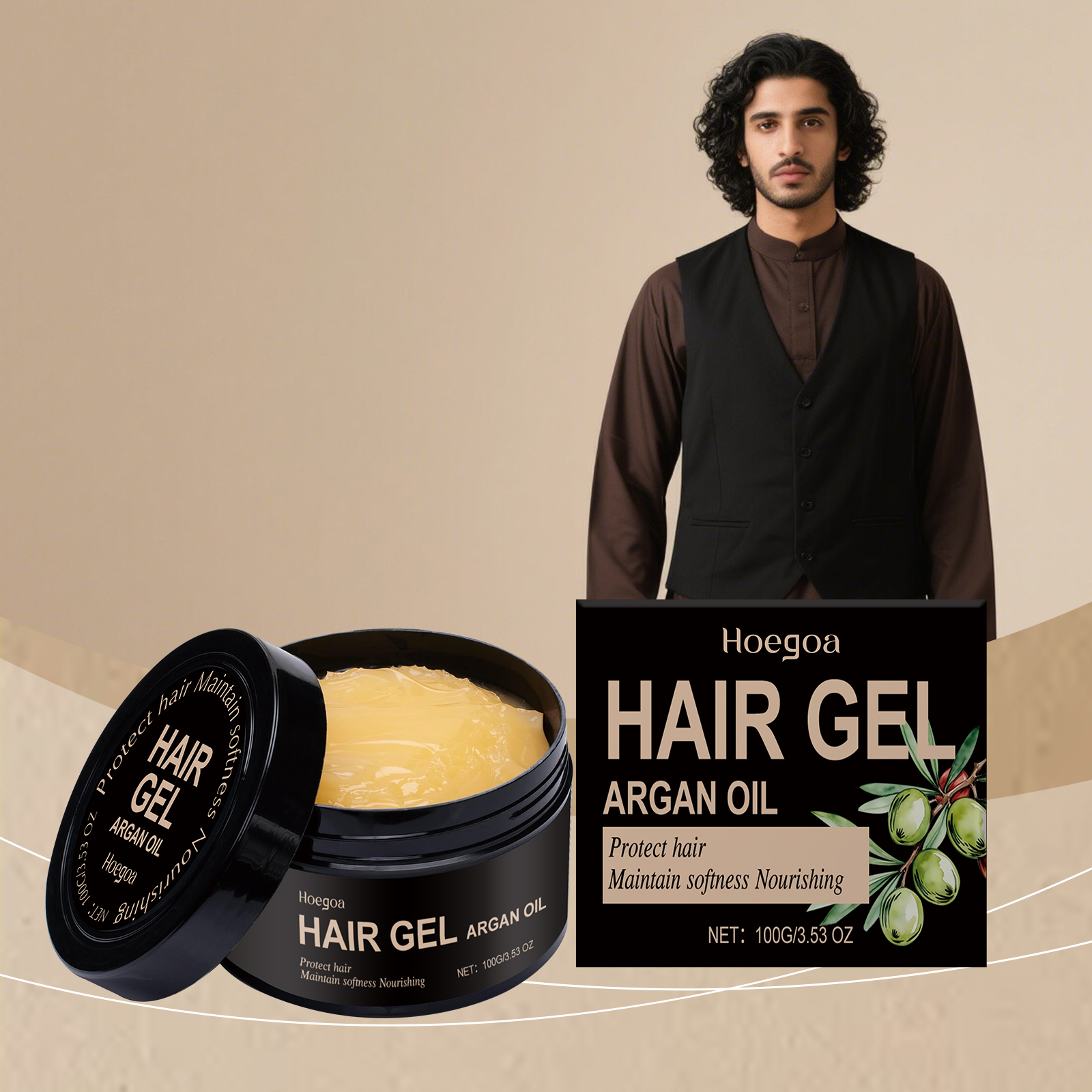 Argan Oil Styling Gel Tames Hair Creates Glossy Hairstyles For Curly And Straight Hair