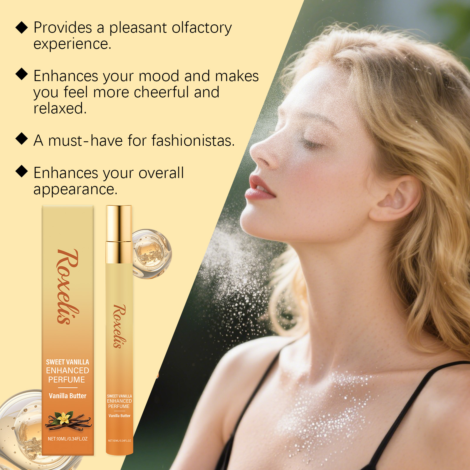 Vanilla Cream Perfume Fine Spray Fresh Elegant Natural Scent Daily Portable Multi Layer Fragrance