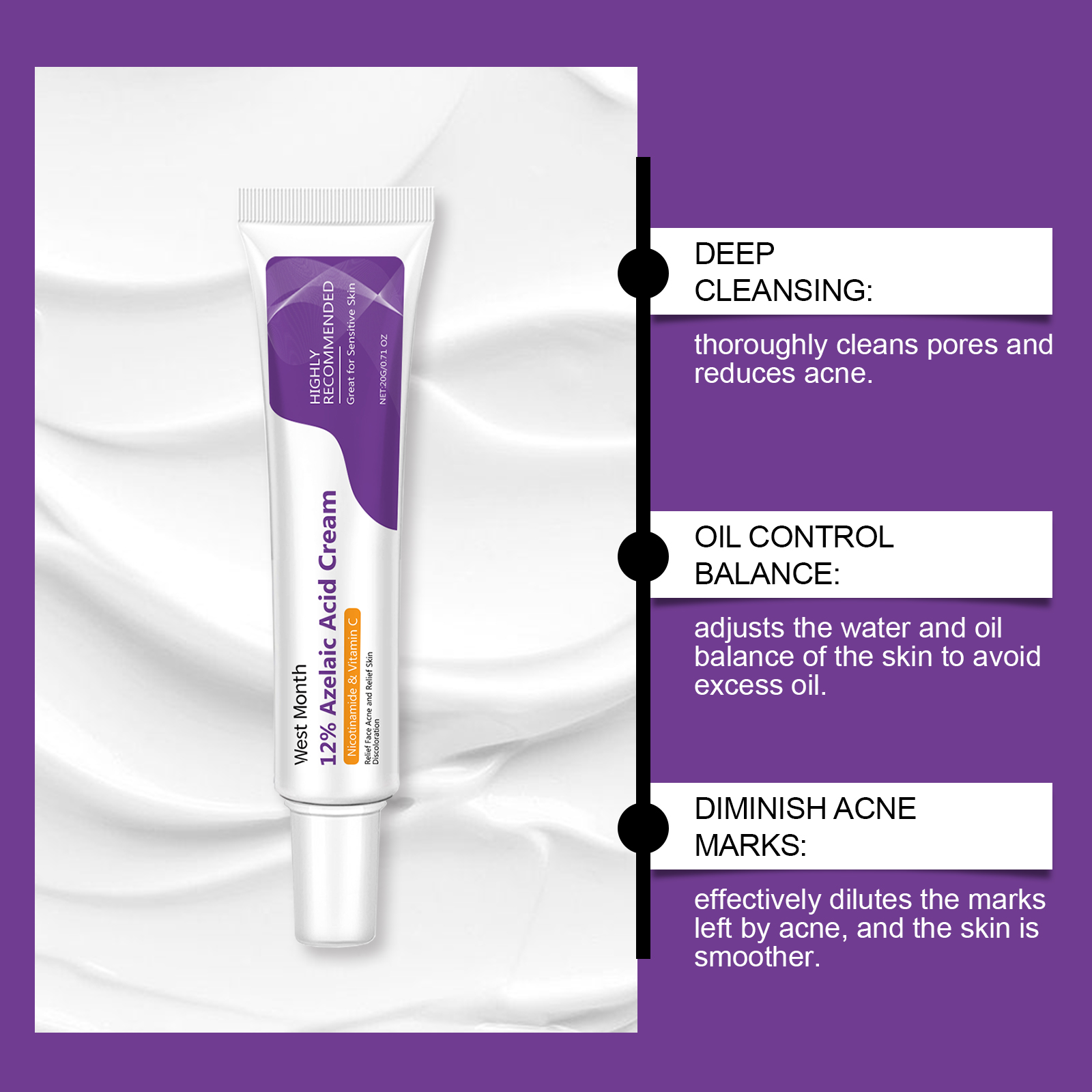 Azelaic Acid Repairing Cream Gentle Repair For Facial Skin Cleansing Daily Care Moisturizer