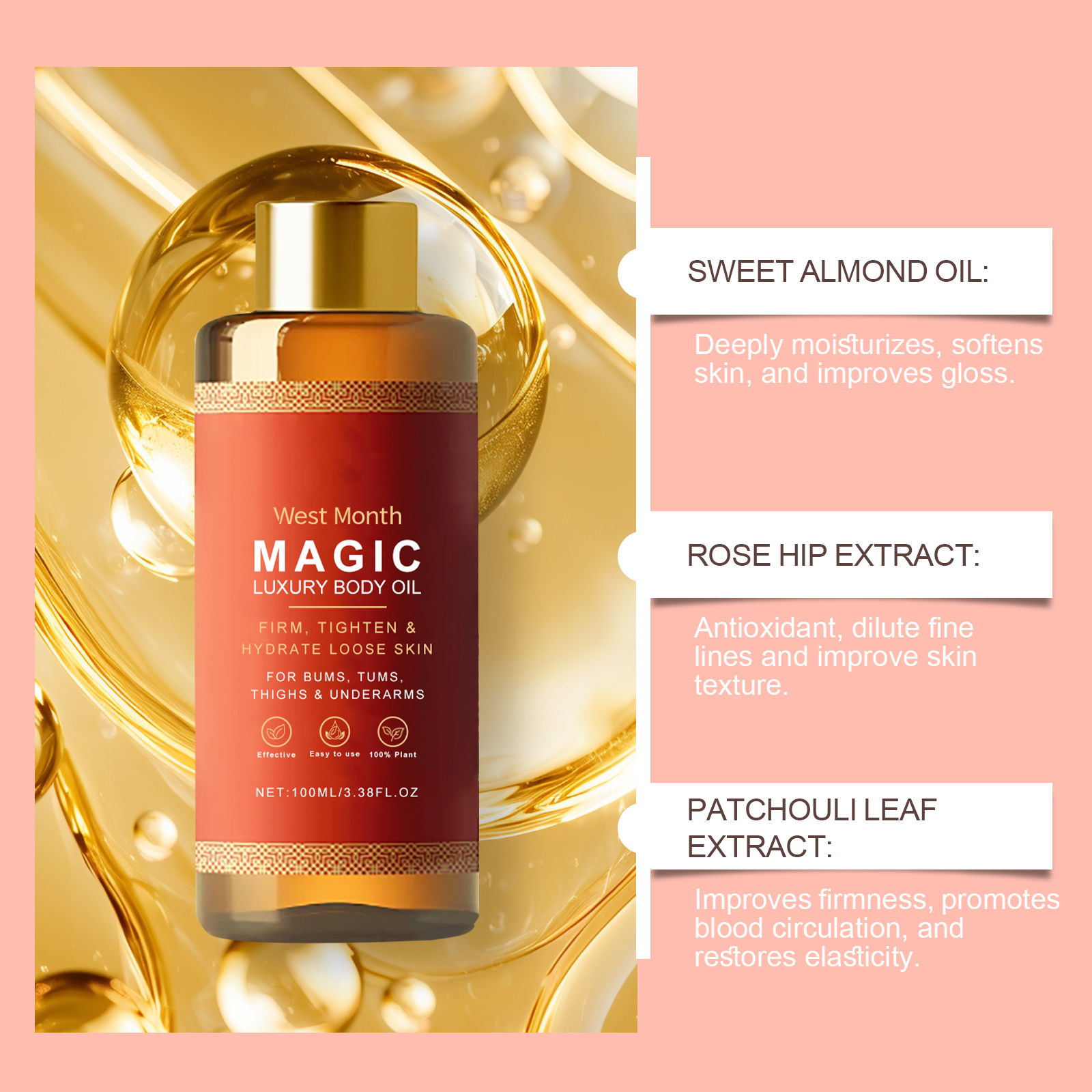 Body Moisturizing Skin Oil Daily Skin Nourishing Firming Hydrating Brightening Body Massage Oil