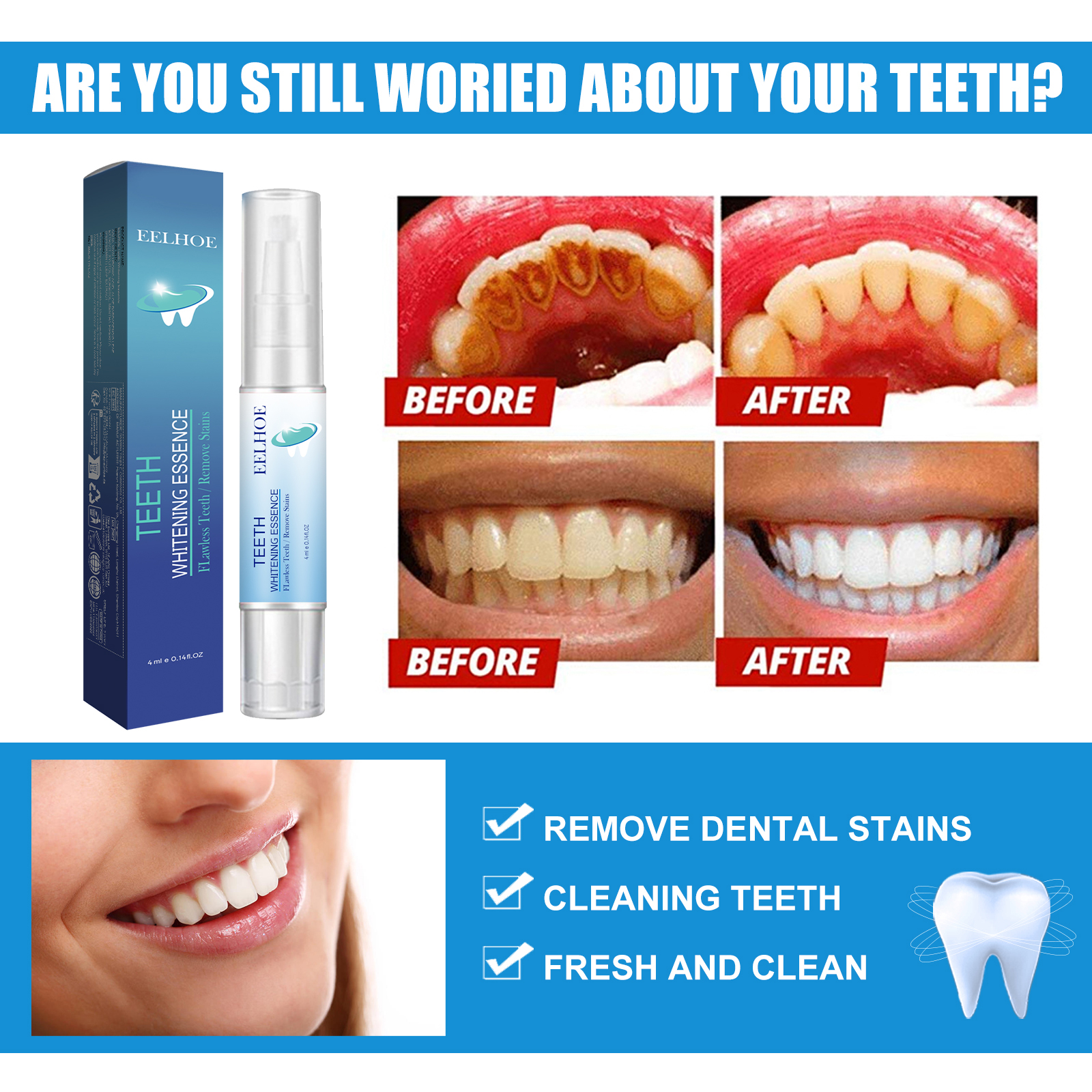 Teeth Cleaning Pen Deep Cleansing Whitening Breath Freshening Stain Removal For Daily Oral Hygiene Care 1 PCS