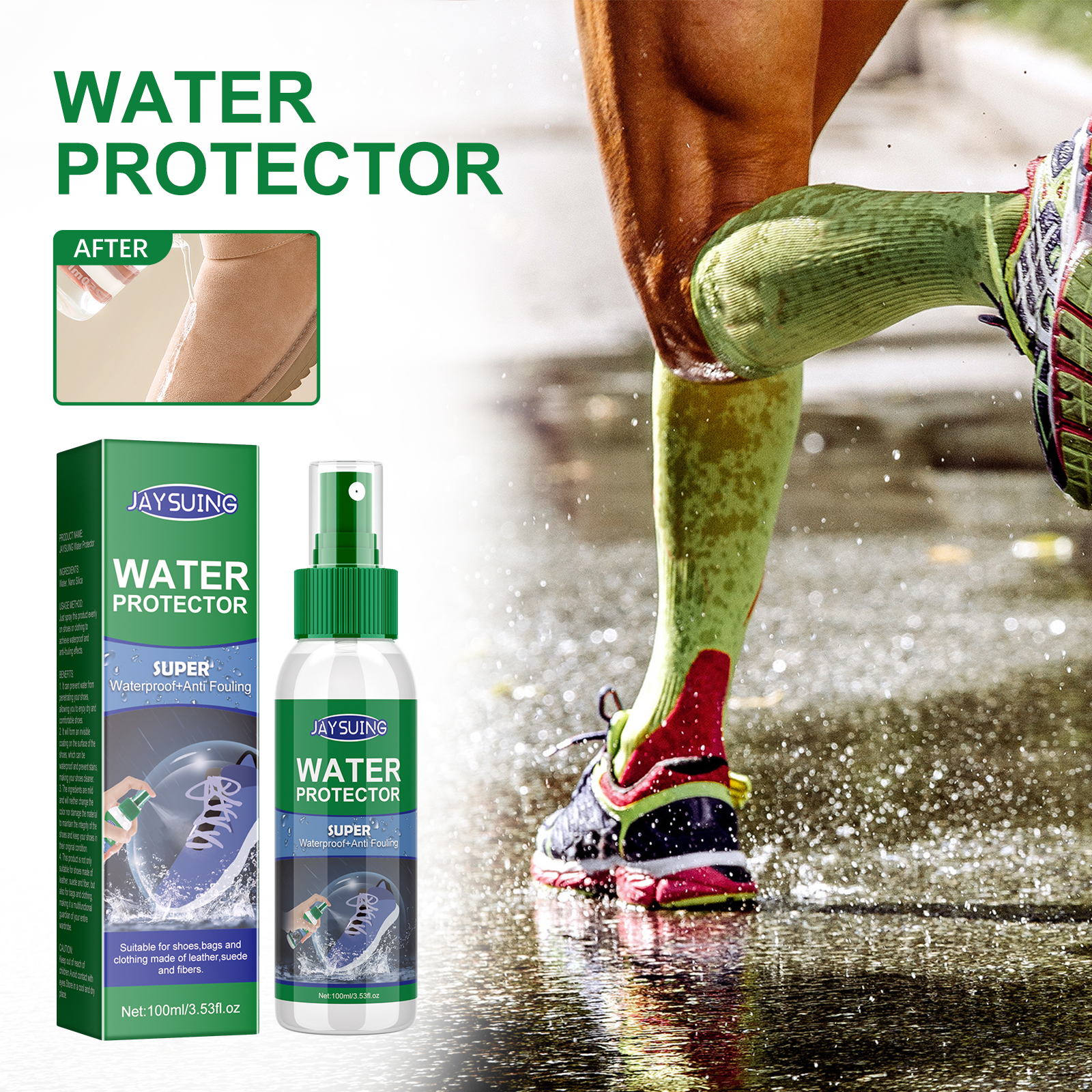 Shoe Waterproof Spray Leather Boots Hydrophobic Stain Protection Odorless Portable For Footwear And Fabric 100ml