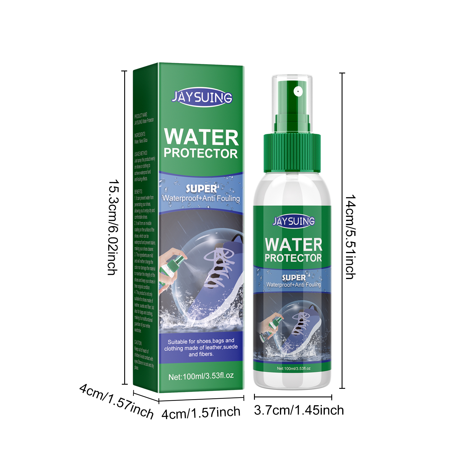 Shoe Waterproof Spray Leather Boots Hydrophobic Stain Protection Odorless Portable For Footwear And Fabric 100ml