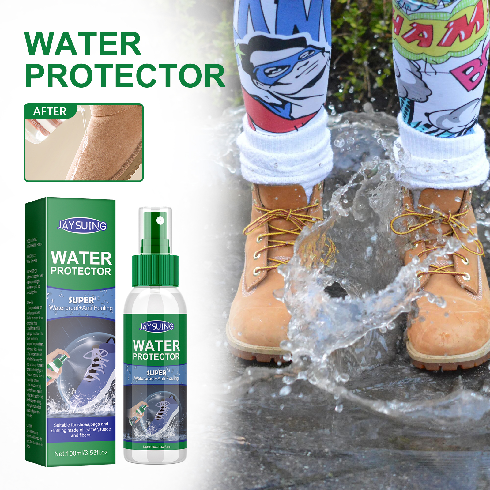Shoe Waterproof Spray Leather Boots Hydrophobic Stain Protection Odorless Portable For Footwear And Fabric 100ml