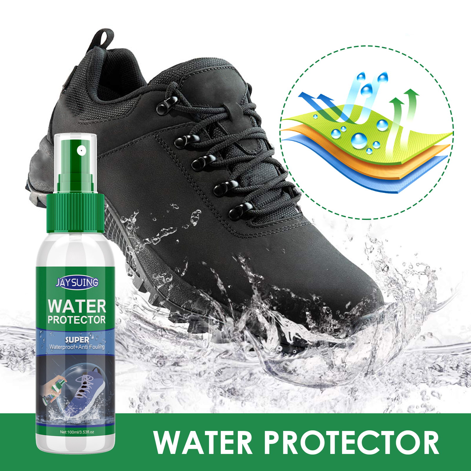 Shoe Waterproof Spray Leather Boots Hydrophobic Stain Protection Odorless Portable For Footwear And Fabric 100ml