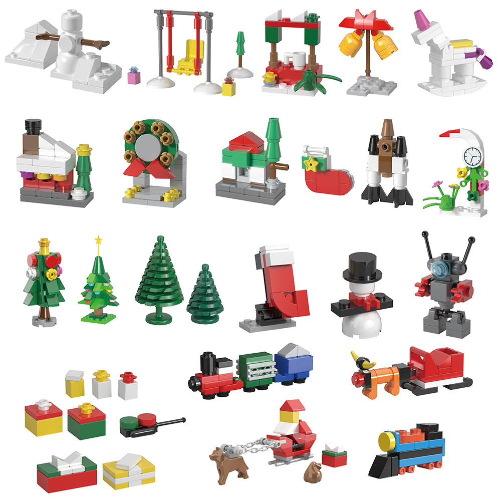 Christmas Advent Calendar 2022 City Building Blocks Set Mystery Box for Surprise Box Christmas 24 Days Countdown Calendar Kid Toy Gift