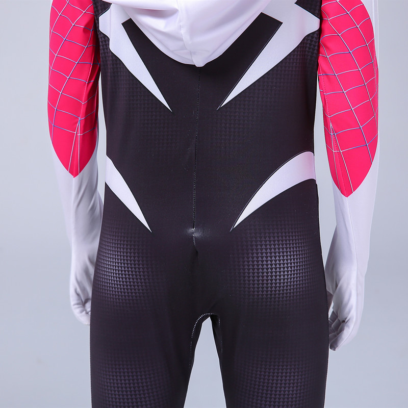 (M) Spiderman Costume Gwen Cosplay 3D Style for Girls Superhero Bodysuit Kids Halloween Carnival Fancy Dress Children Cosplay Jumpsuit