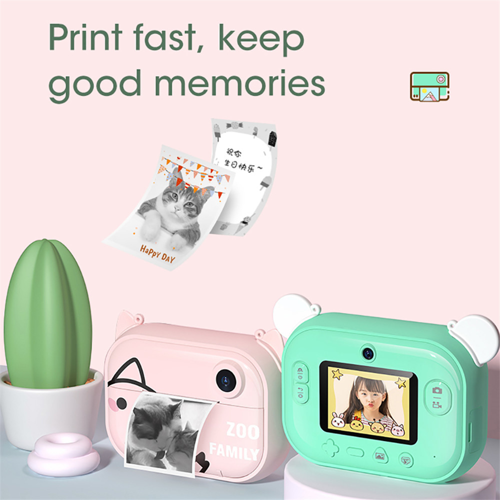 (Pink) Children Instant Print Camera Kids Mini Wifi Digital Camera Toys 1080P HD Video Camera Camcorder with 32GB TF Card Electronic Gifts for Child Teens