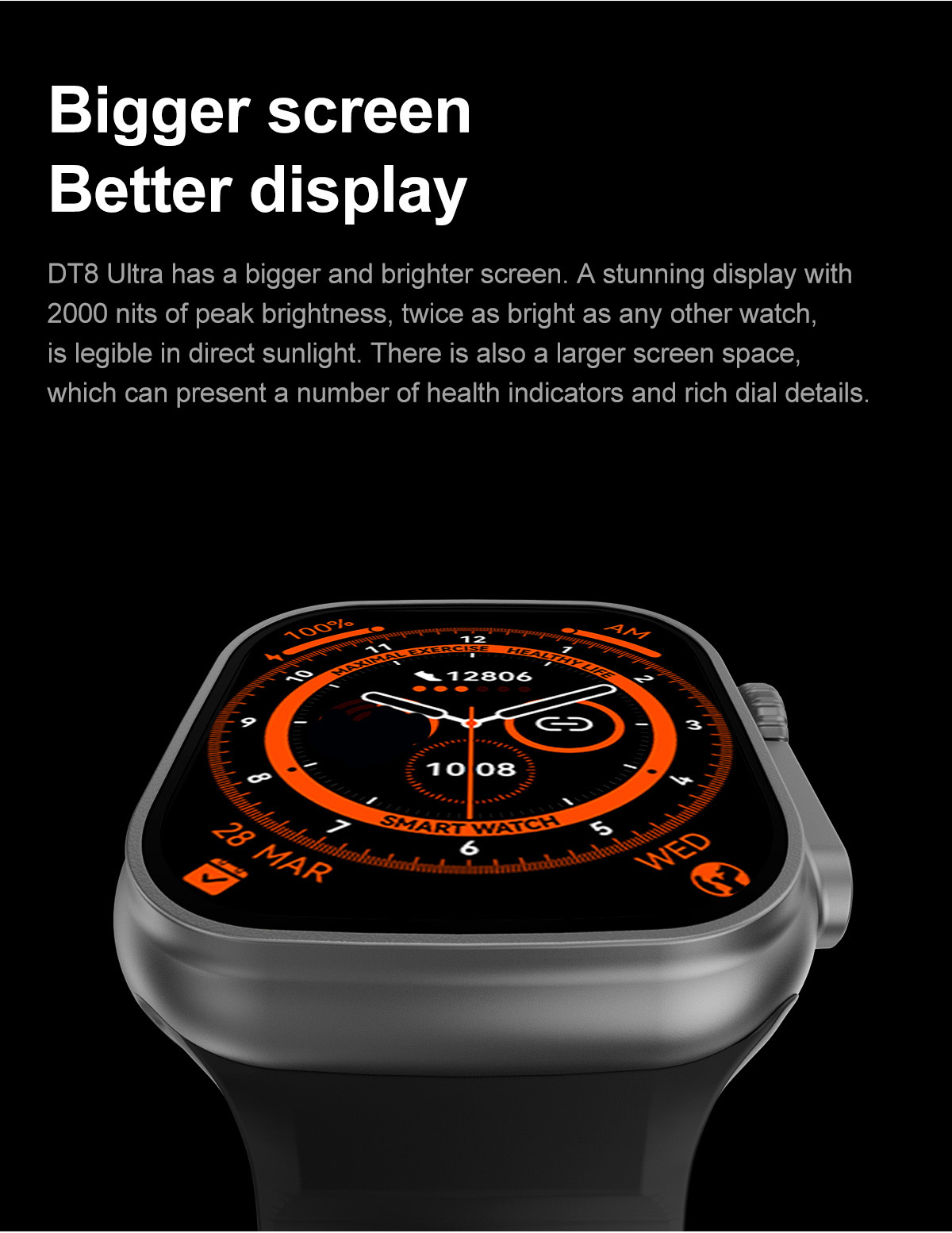 (Orange) Smartwatch Men Wowen Ip68 Sport Watches Temperature Measure 2022 Series 8