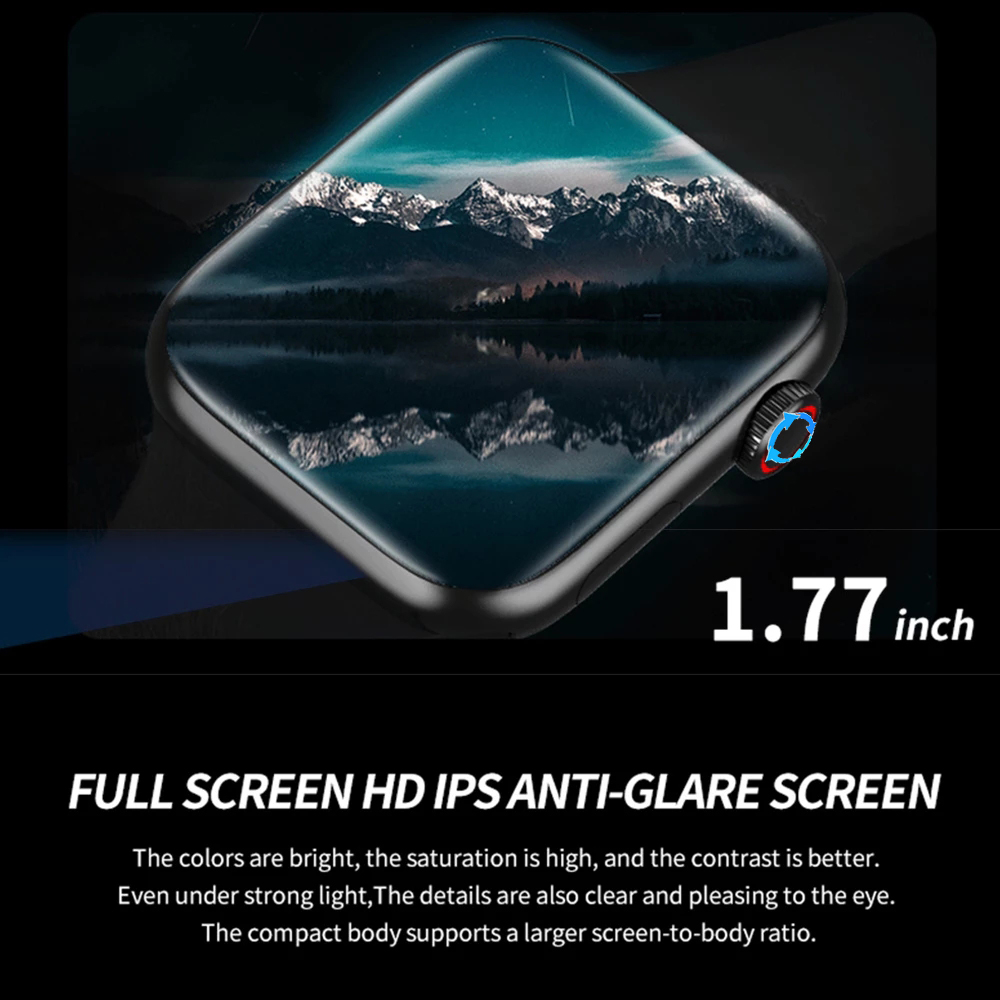 1.77 Full Screen Smart Watch Women Sleep Monitor Double Buttons Make Call Smartwatch Sport Watches Men For Android IOS