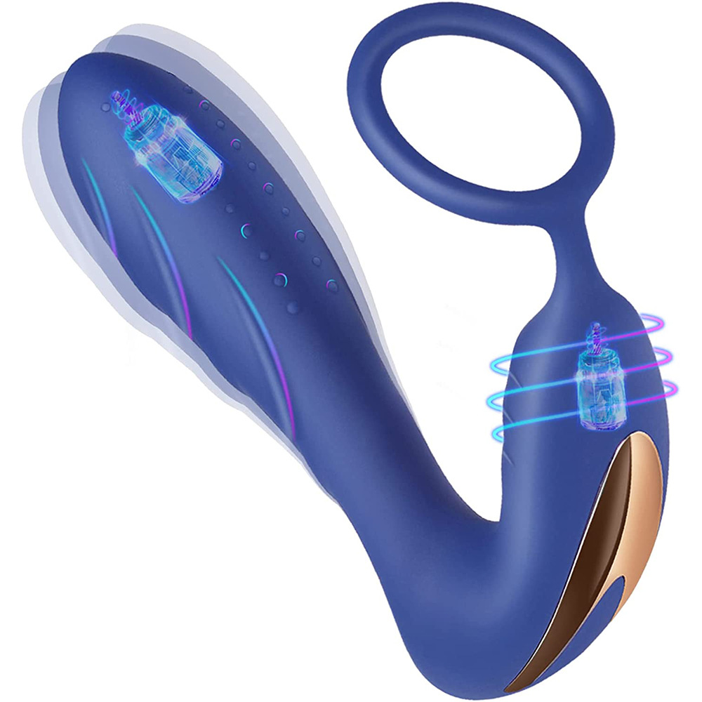 (Blue) Vibrating Prostate Massager Anal G-spot Vibrator Adult Sex Toys Massager for Men Women and Couple Pleasure Cock Ring 10 Patterns Anal Plug Wearable Remote Control