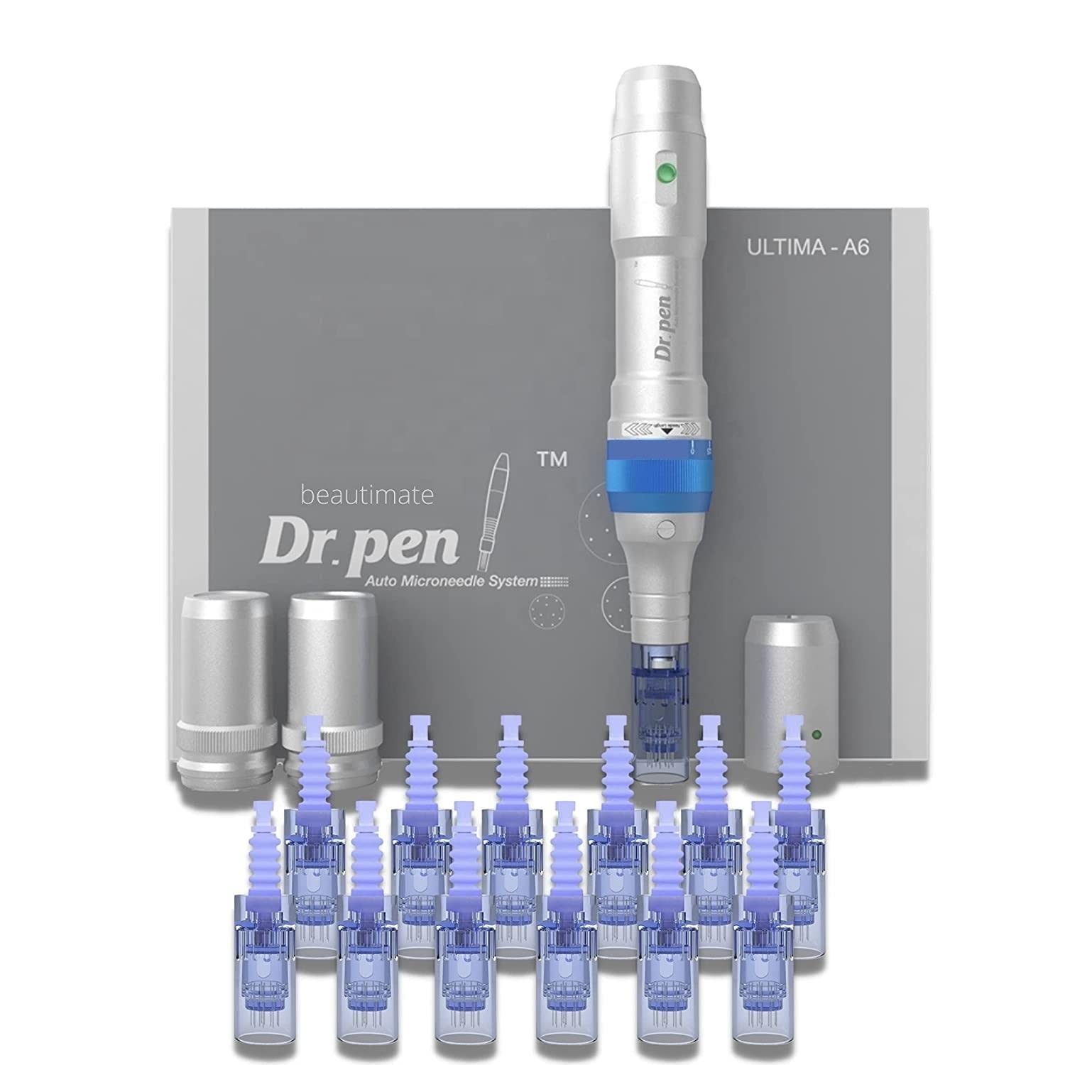 Dr. Pen Ultima A6 Microneedling Pen Dermapen Electric Microneedle Roller Pen Professional Skin Face Body Care Kit for Wrinkle Stretch Marks Scar Hair Loss Treat with 5pcs 12PIN 5pcs 36PIN 5pcs Nano Round Cartridges Needles