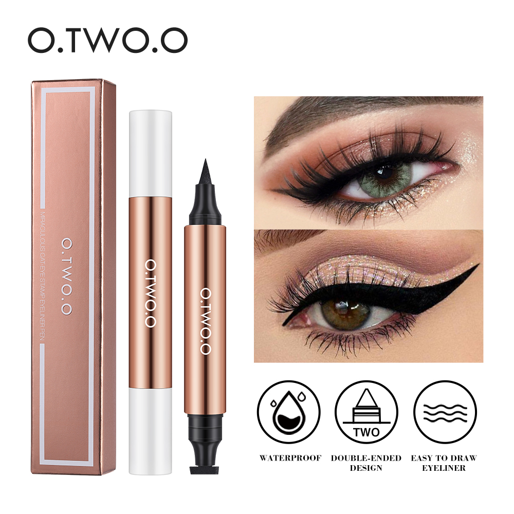 Eyeliner Stamp Black Liquid Eyeliner Pen Eye Liner Pencil Natural Waterproof Fast Dry Double-ended Sweat-proof Long-Lasting Makeup Cosmetics Tools for Women Beginners