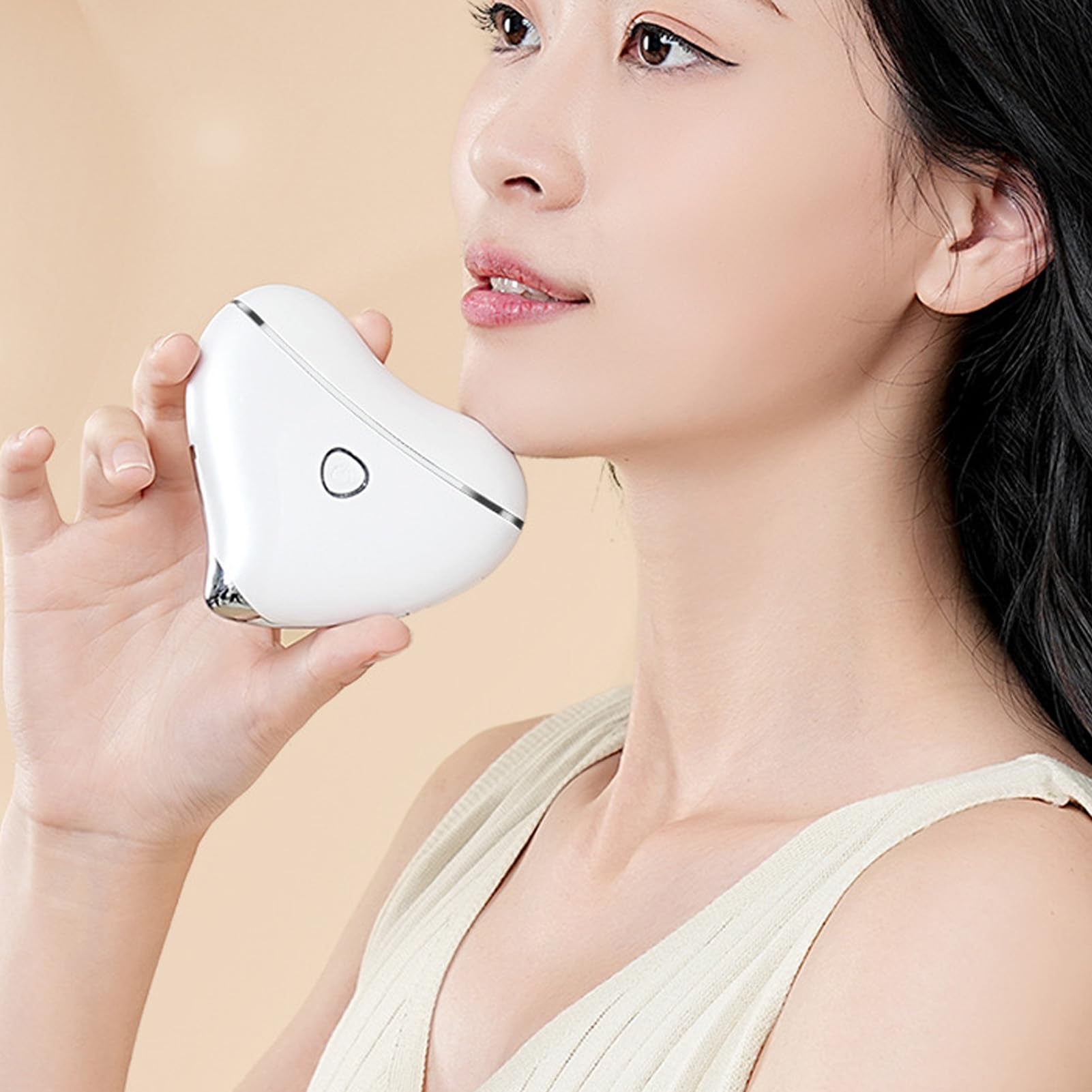 Electric Scraping Face Massager Heating Facial Beauty Scraping Instrument Portable USB Charging with 4 Modes Wonderful Gift White