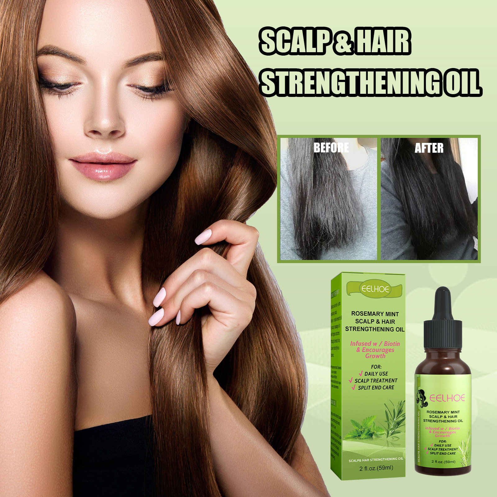 Hair Follicle Hair Spray Mint Plant Extract Essential Hair Oil Ginger Hair Nutrient Solution Hair Nutrient Solution Repairing Damaged Frizz Dry Hair
