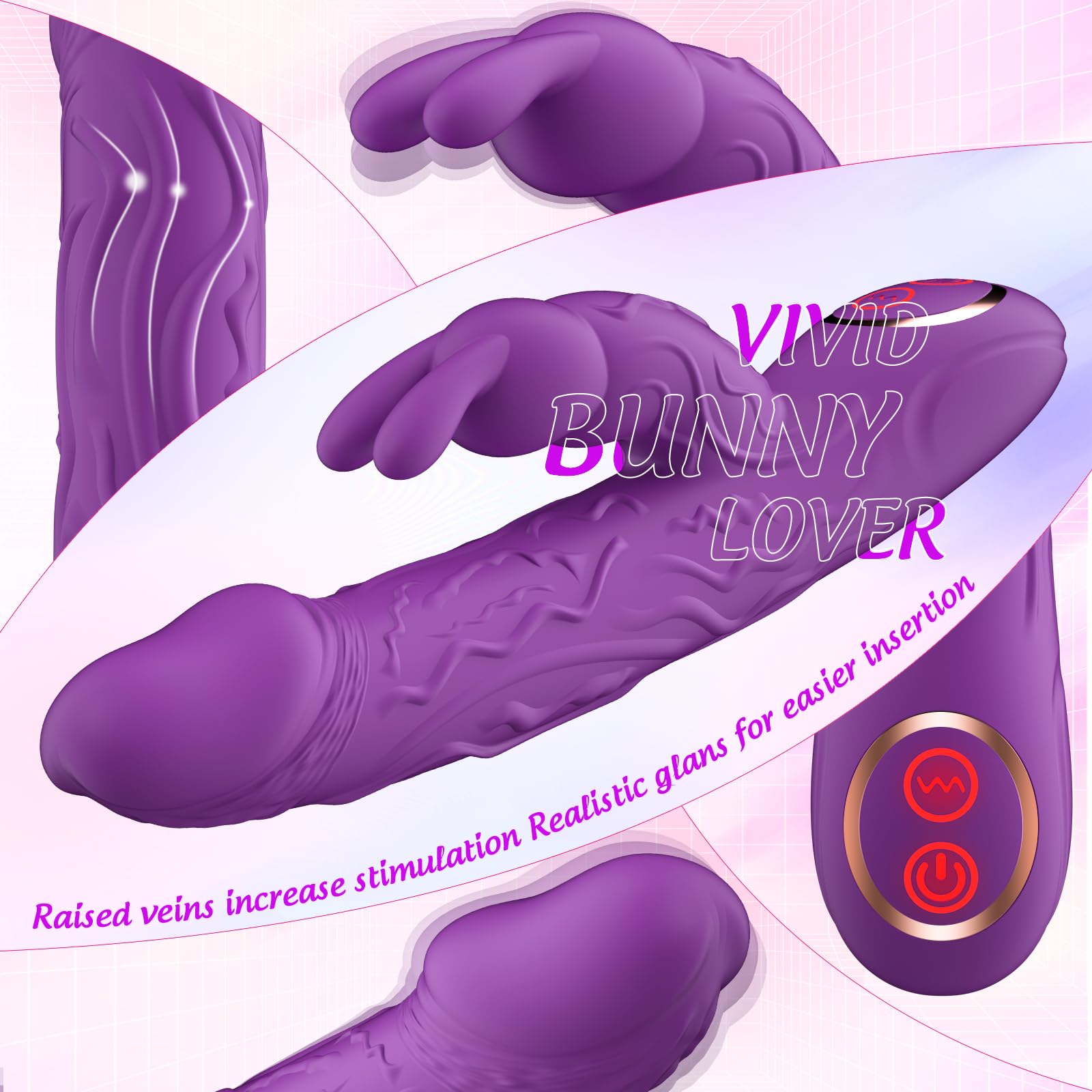 (Rose Red) G Spot Vibrator Adult Sex Toys Realistic Rabbit Female Dildo Silicone Toy Clitoris Stimulation Women Couple Pleasure Powerful Dual Motor Waterproof