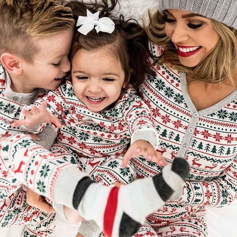 (3M Baby) Christmas Family Matching Pajamas New Year Xmas Father Mother Kids Baby Clothes Set Dad Mom And Daughter Son Pyjamas Outfit