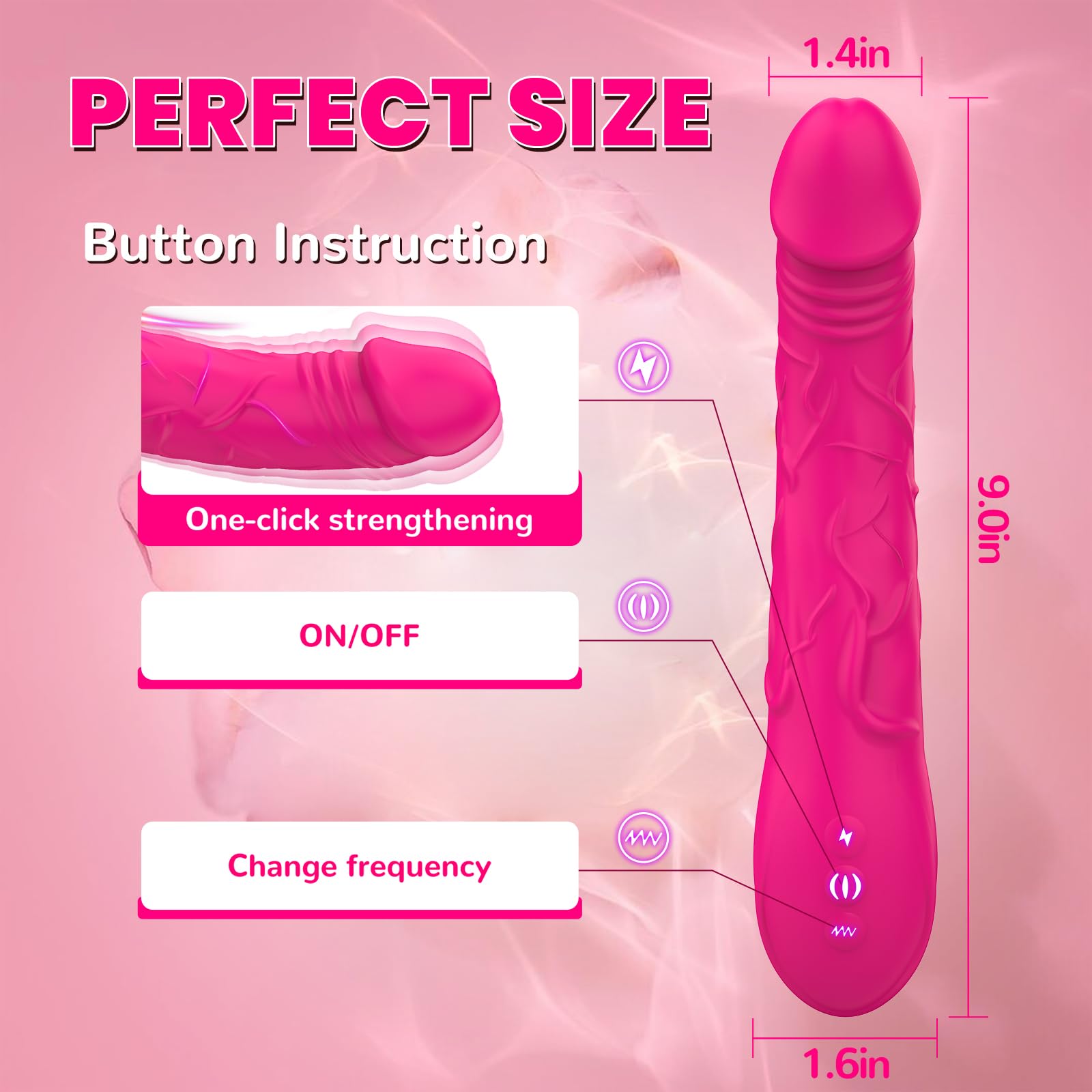 (Pink) Realistic Dildo Vibrator Sex Toys for Couples Men Women 9 inch G Spot Vibrator Clitoral Stimulator Adult Sex Toys with 10 Powerful Vibration Modes