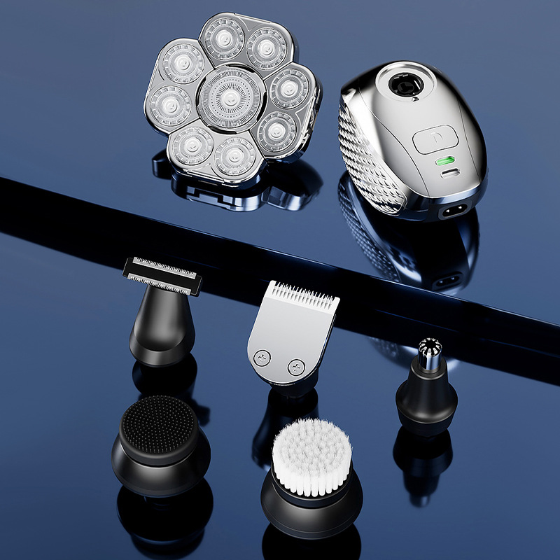 Head Shavers for Bald Men 6 in 1 Mens Bald Head Electric Shaver 9 Blades Floating Heads Beard Nose Ear Hair Trimmer Clipper Facial Brush Rechargeable Razor