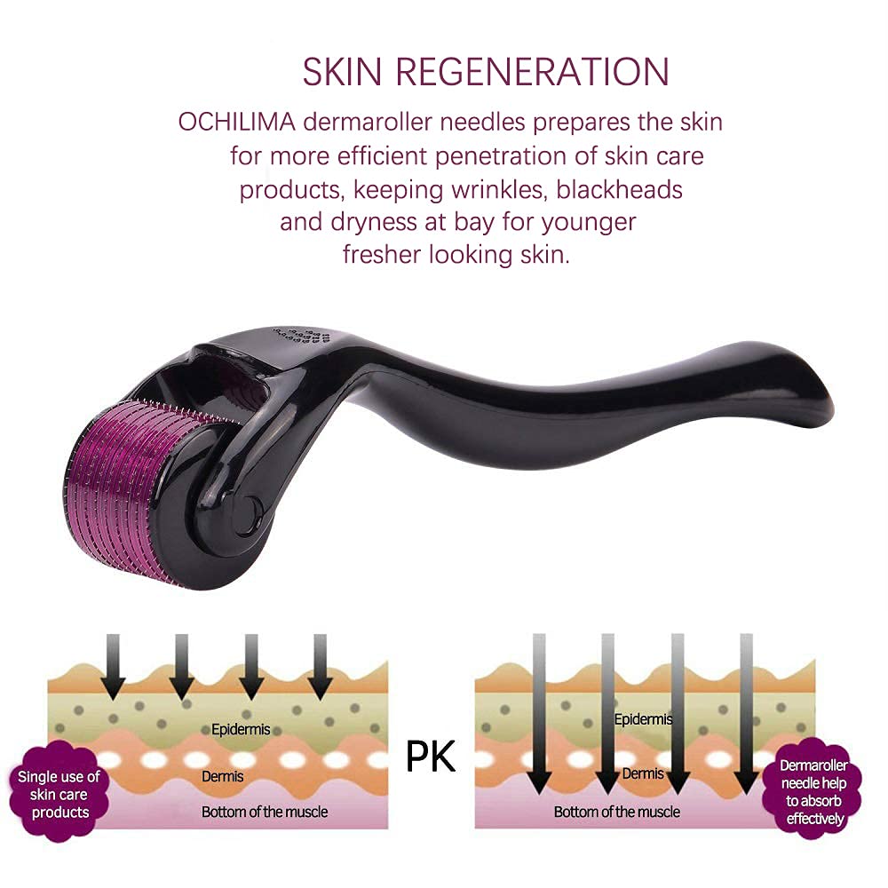 (540 Microneedle Roller 0.25mm) Titanium Microneedle Derma Roller Skin Care for Face Facial Wrinkles Hair Loss Stretch Marks Hair Regrowth Micro Needles Microneedling Derma Needling
