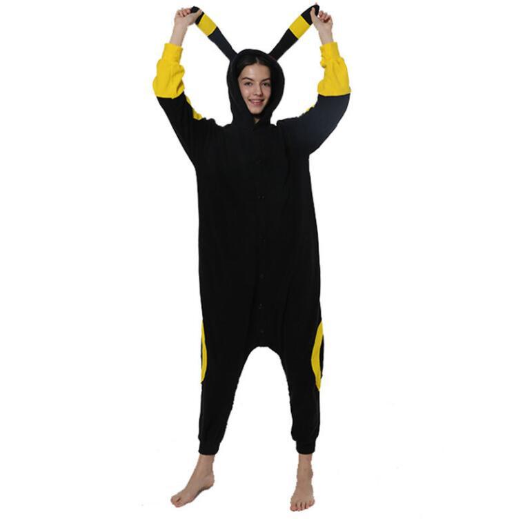 (S (150~160cm)) Adult Onesie Pajama Umbreon Costumes Family Party Jumpsuit Pyjamas For Halloween Christmas Whole Full Body Pijama Men Anime
