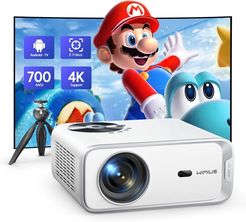 Netflix Built in Android 3s Focus Projector 700ANSI Portable WiFi 6 Bluetooth Full HD 1080P Smart Projector 4K Support Zoom 300 Inch Auto Keystone Display Home Cinema with Tripod