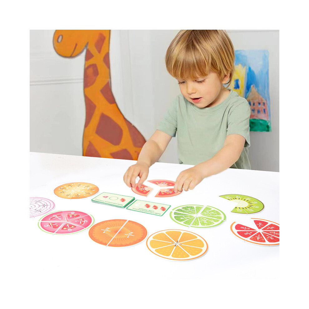 Montessori Magnetic Fraction Learning Math Toys Wooden Board Fruit Circles Blocks Puzzle Game Early Educational Math Skills