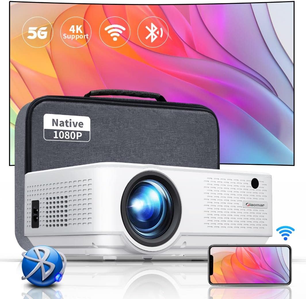 5G WiFi Bluetooth Projector 15000 Lux Native 1080P Full HD Movie Projecotor 4K Support Home Projector for Phone PC Firestick