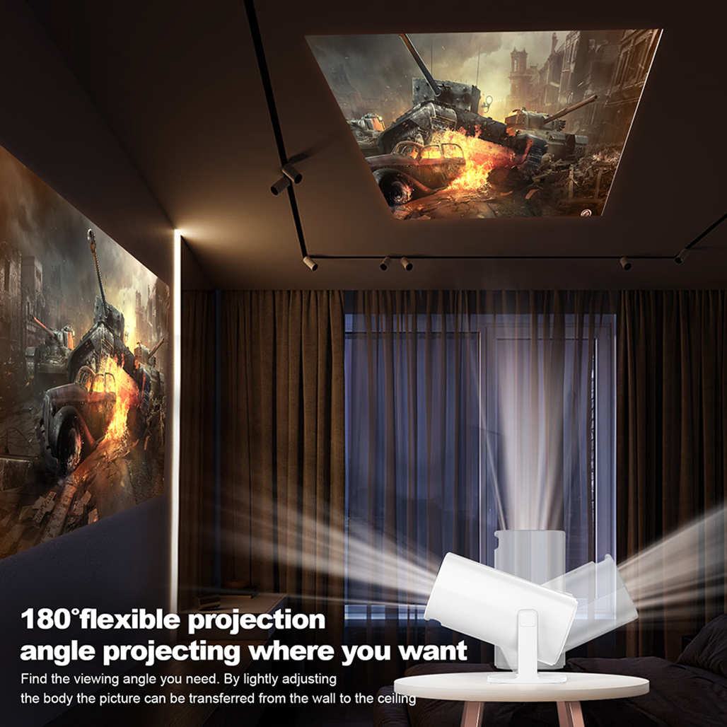 Game Projector Support 4K 1080P Android Portable Projector High Definition with 2 Wireless Game Controllers Video Game Console Home Theater Projector