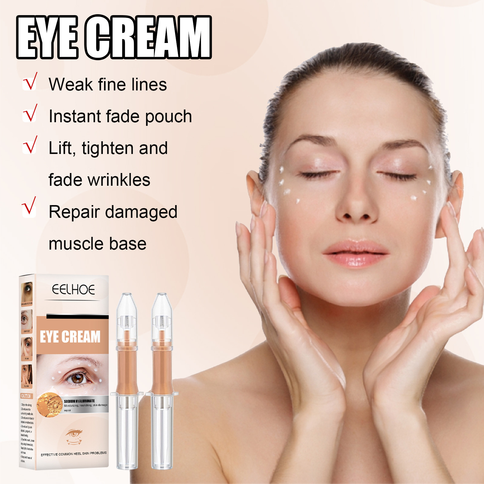 (1PC) Eye Cream Instant Eye Bag Removal Cream Collagen Anti Wrinkle Firming Skin Fade Fine Lines Anti Dark Circle Puffiness Brighten Eye Care Moisturizing and Repairing