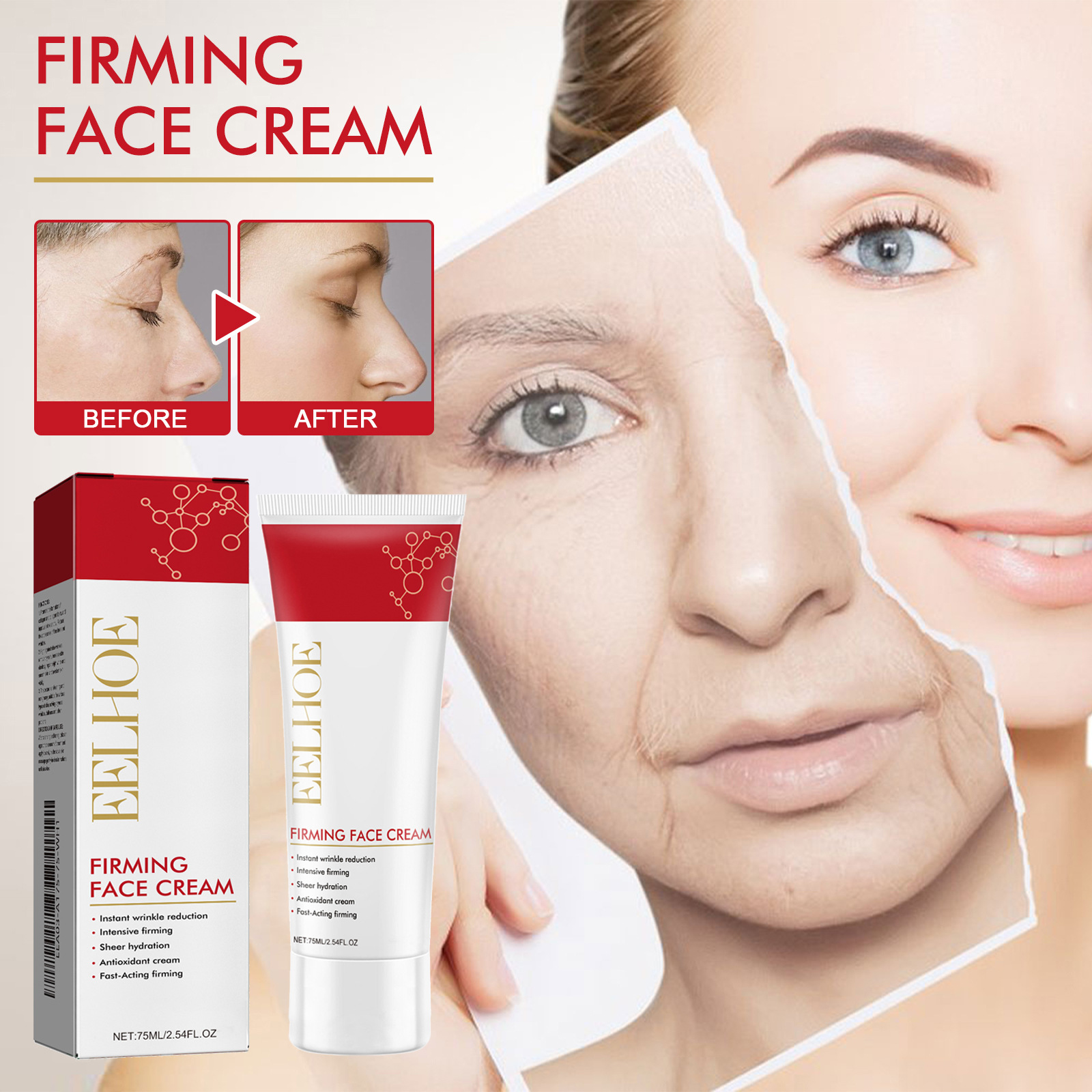 (1 PC) Face Firming Tighten Cream Wrinkle Rejuvenation Anti Aging Fade Fine Lines Improve Skin Elasticity Brighten Lifting Nourishing Moisturizing Cream Skin Care