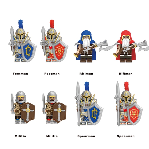 Medieval Magical Action Movie Knight Orcs Warrior Elves Figures Building Blocks Army Armored Soldiers Shield Weapons Bricks Toys
