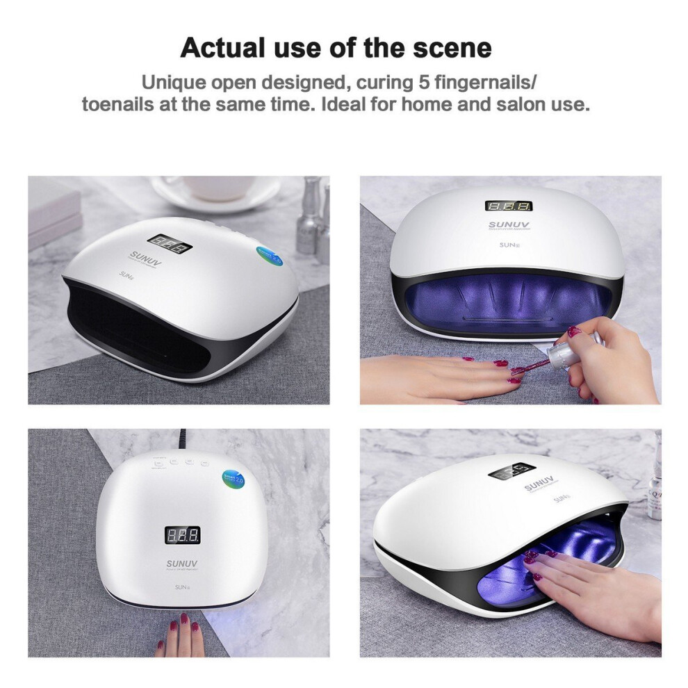 SUNUV LED Nail Lamp, SUN4 48W Professional Nail Lampe UV Nail Dryer for Gel Polish Builder with Sensor 4 Timer LCD Display and Double-Speed