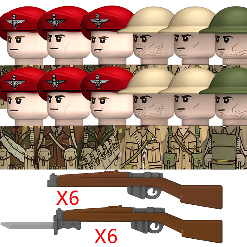 (Style A) Kids Military Building Block Britain Soldier Police Mini Action Figure Toys Weapons Bricks Birthday Gifts