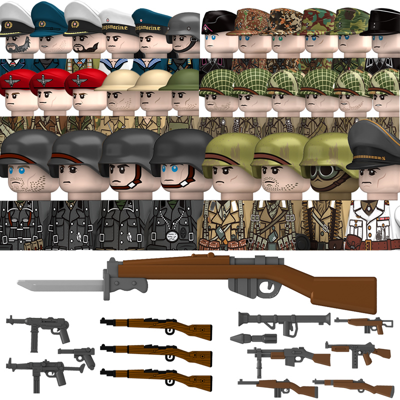 (Style A) Kids Military Building Block Britain Soldier Police Mini Action Figure Toys Weapons Bricks Birthday Gifts