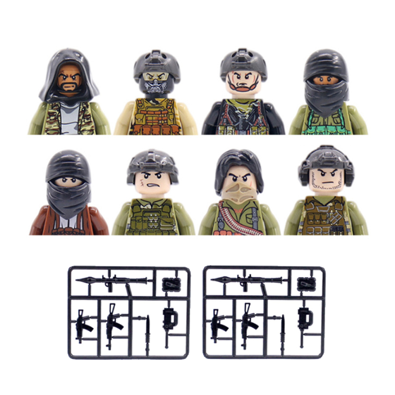 Military Building Block SWAT Commando Mini Figures Police Soldiers Army Gun Weapons Children Toy Gift
