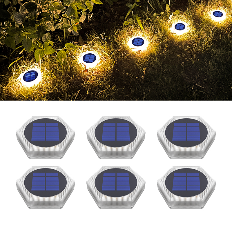 6 Pack Solar Driveway Lights Outdoor IP68 Waterproof Blue Deck Step Lights Solar Stair Lights Stick on Dock Garage Pool Fence